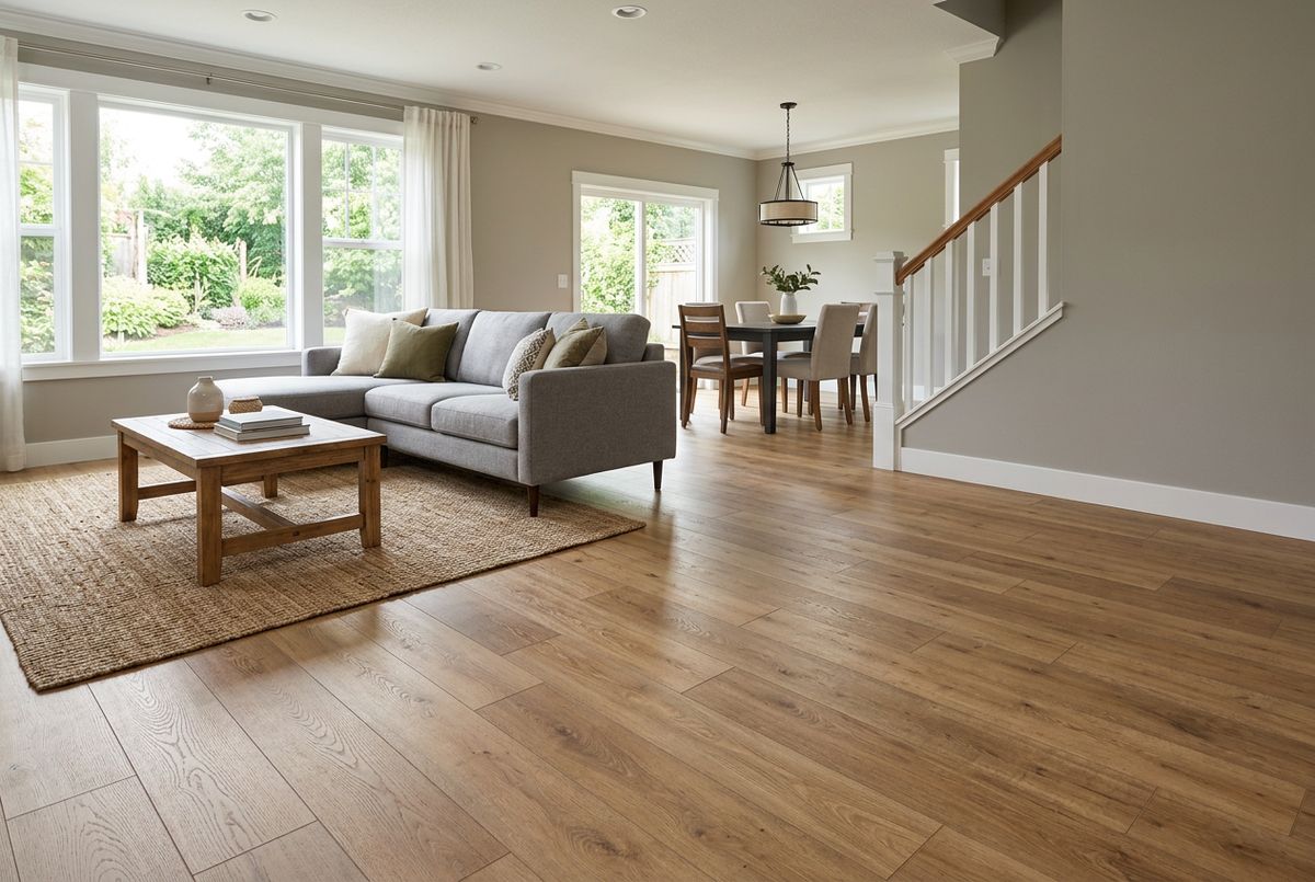 Recently installed flooring in a Berkeley Lake, GA home