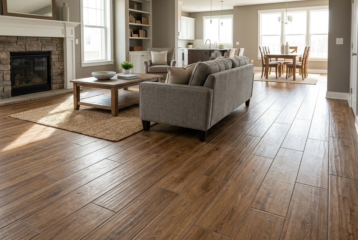 Recently installed flooring in a Brighton, MA home