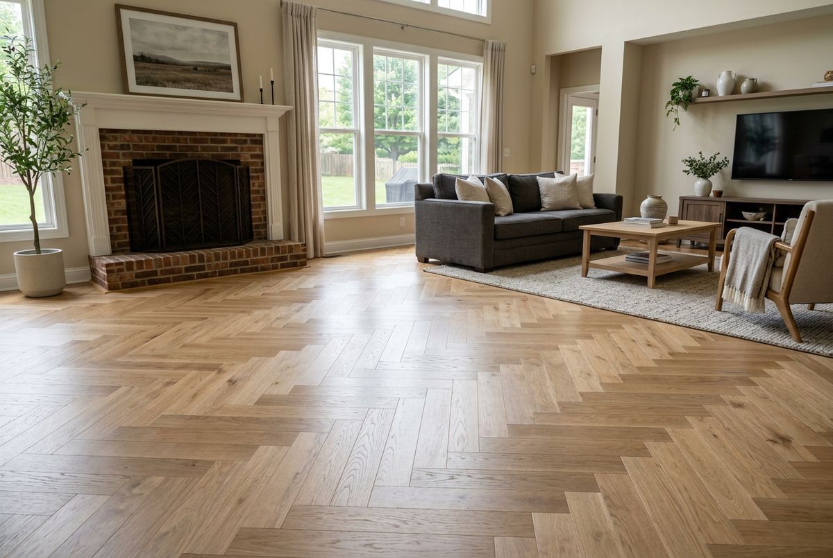 Newly installed flooring in a home in Charleston County