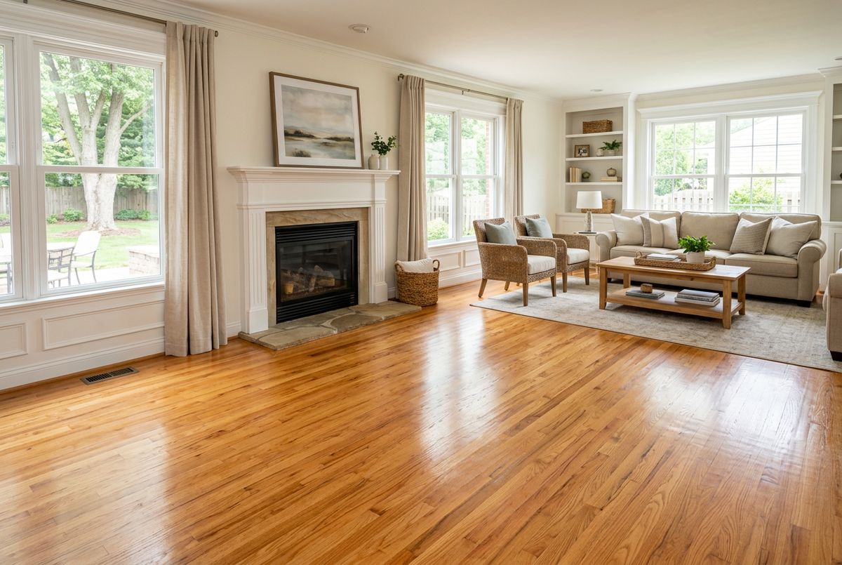 Recently installed flooring in a Charlestown, MA home