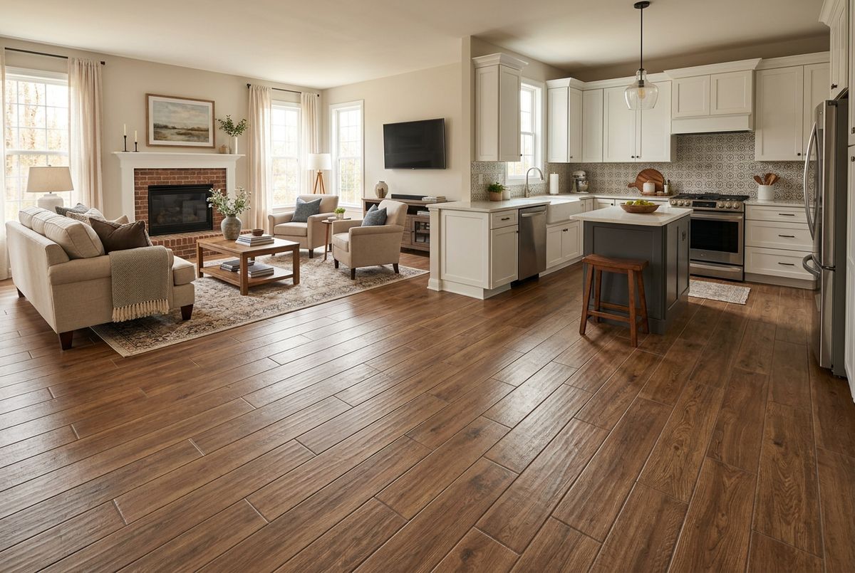 Newly installed flooring in a home in Chester County