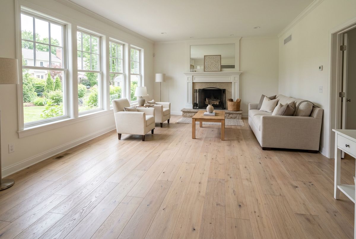 Newly installed flooring in a home in Clay County