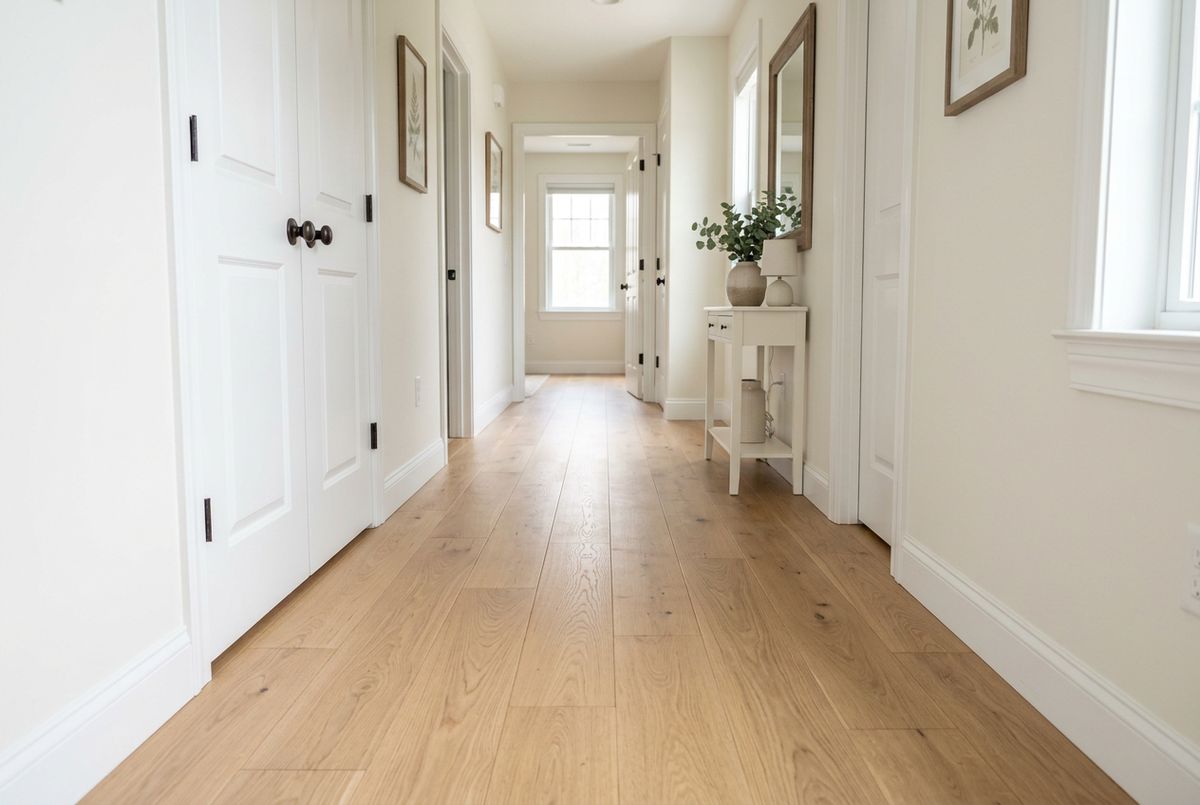 Newly installed flooring in a home in Clay County