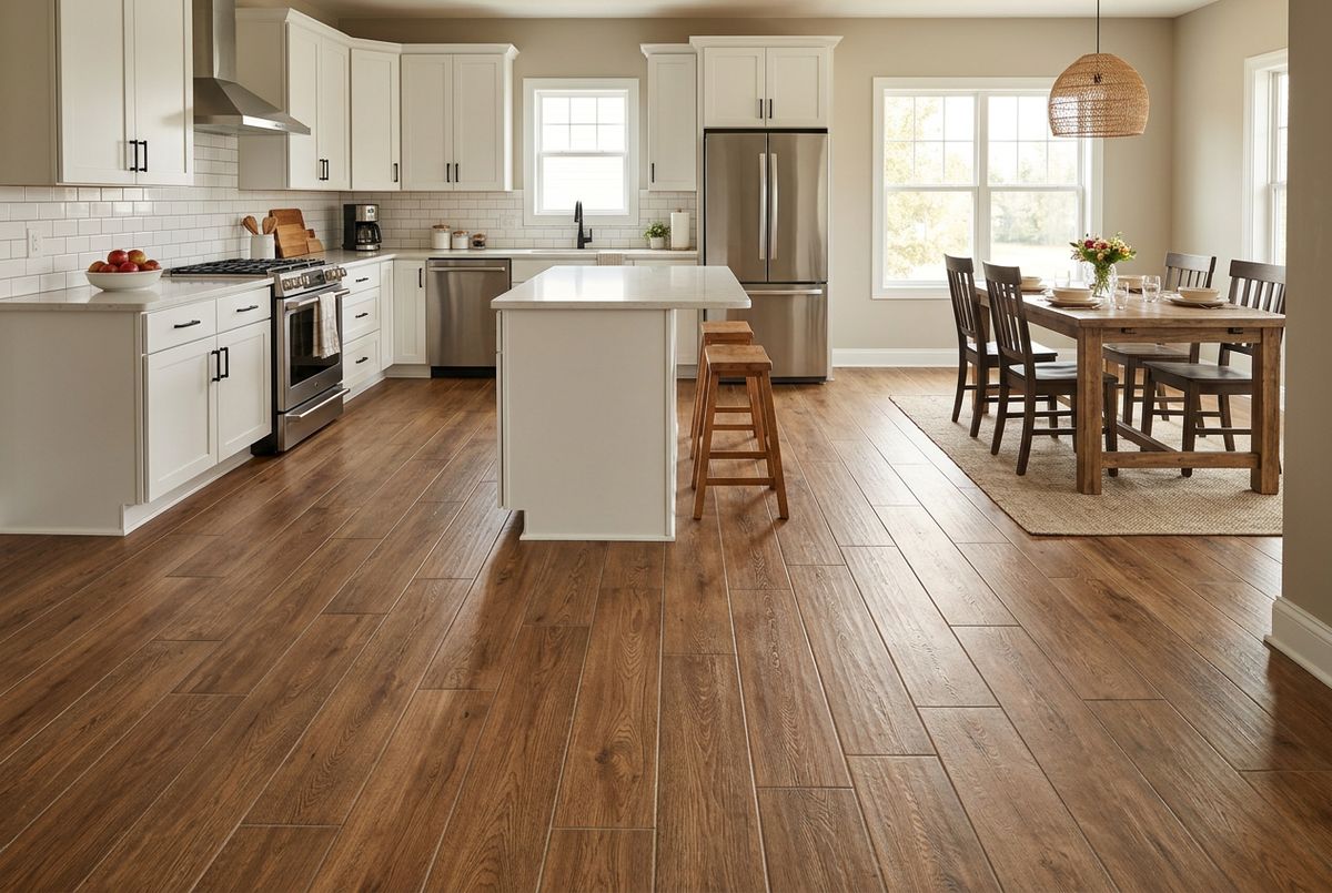 Recently installed flooring in a Dallas, TX home