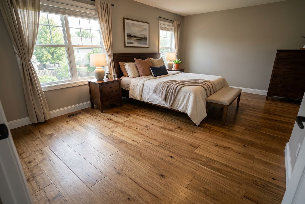 Newly installed flooring in a home in Davie County