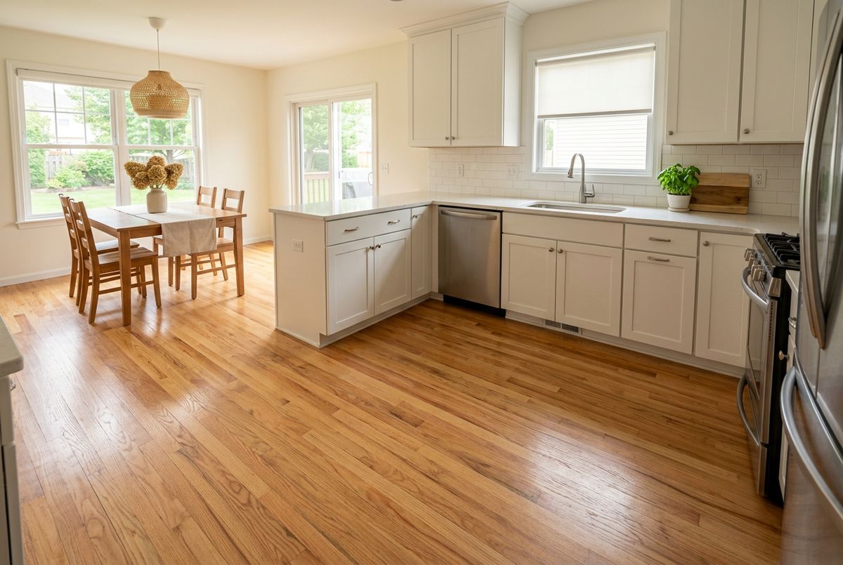 Recently installed flooring in a Dorchester, MA home