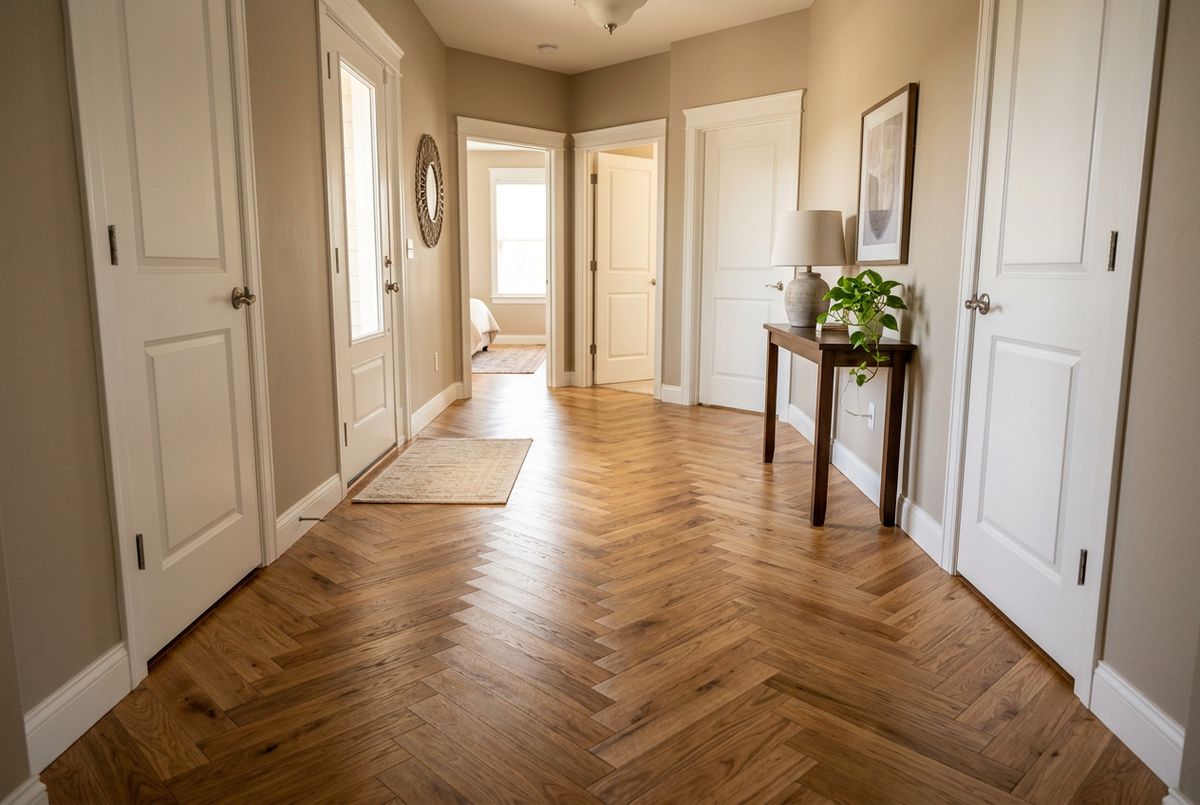 Recently installed flooring in a Downtown Huntsville, AL home