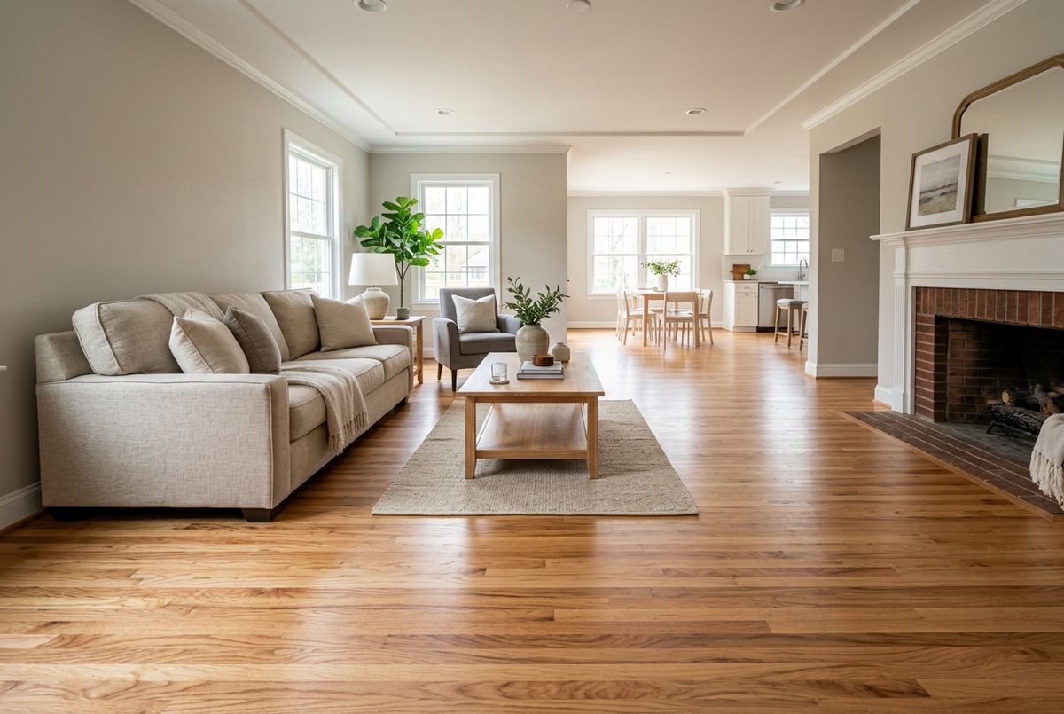Recently installed flooring in a East Boston, MA home