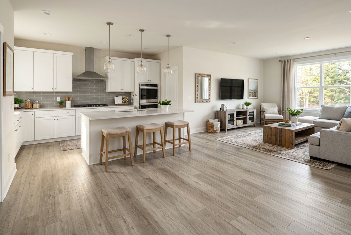Recently installed flooring in a Lakeview Estates, GA home