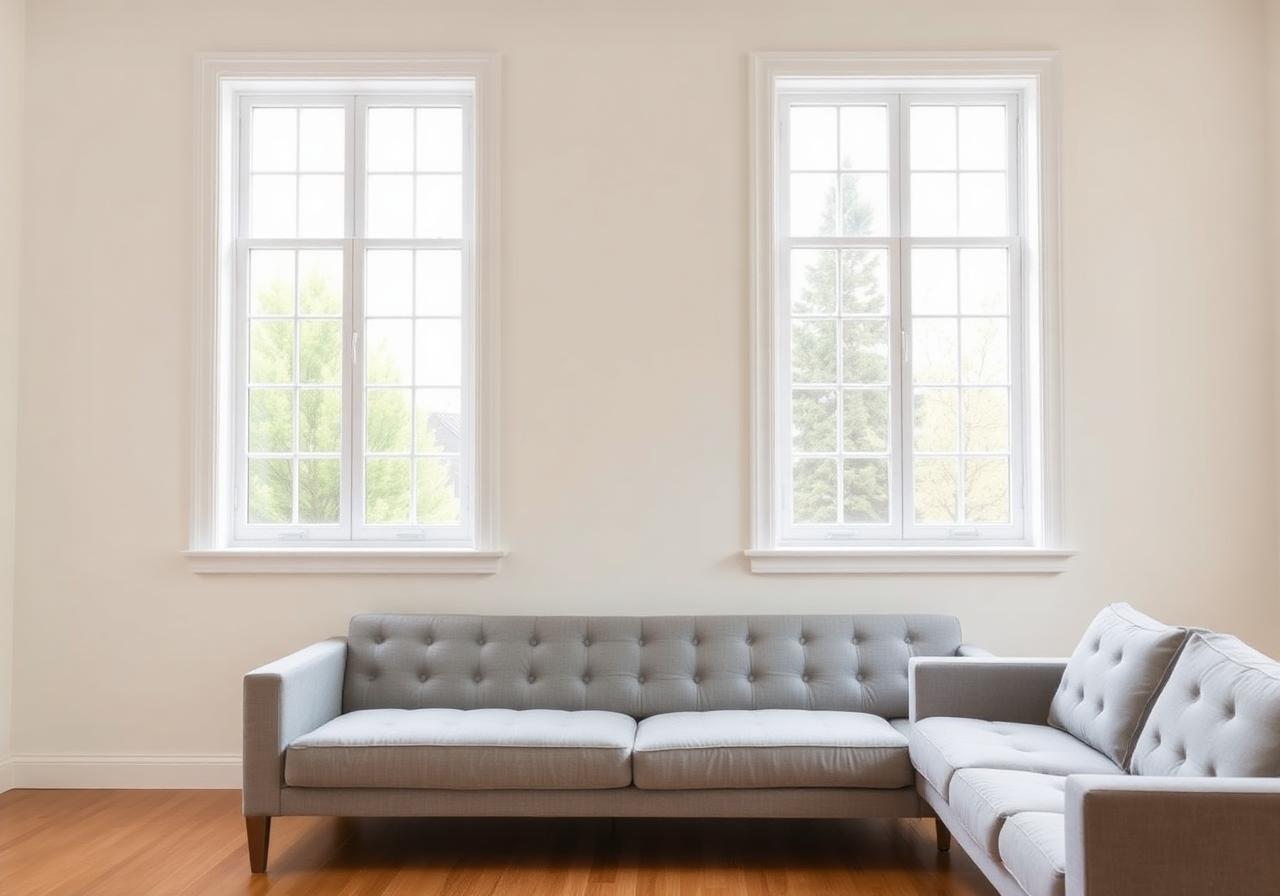 Same uploaded room rendered with Double-hung